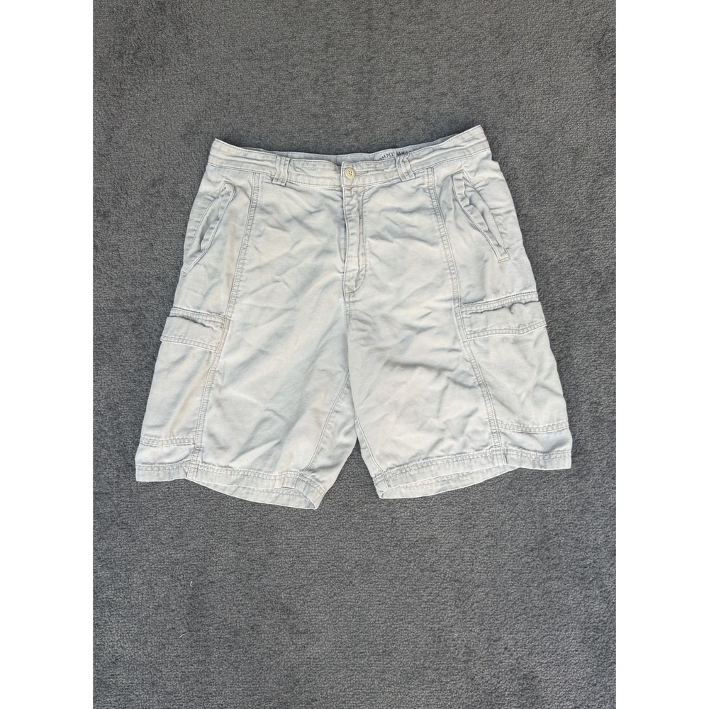 Tommy Bahama Relax Mens 33 Khaki Tan Tencel Cotton Cargo Shorts Relaxed Fit